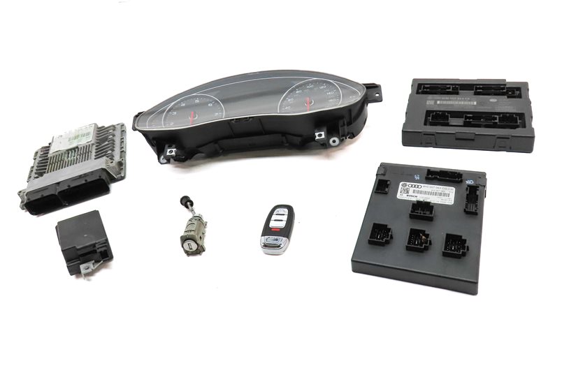 Thumbnail 3: 14 AUDI A6 C7 4G 3.0L SUPER CTUA SPEEDOMETER ECM BCM IMMOBILIZER KEY SET (142k)
