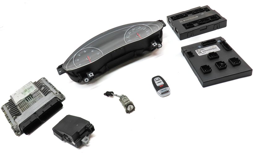 Thumbnail 4: 14 AUDI A6 C7 4G 3.0L SUPER CTUA SPEEDOMETER ECM BCM IMMOBILIZER KEY SET (142k)