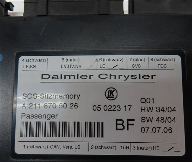 Thumbnail 7: 2007 MERCEDES CLS63 AMG (W219) FRONT LEFT DRIVER SEAT CONTROL MODULE