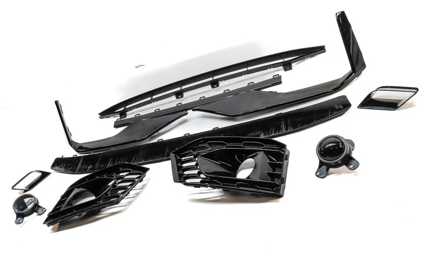 Thumbnail 2: 2019 AUDI S5 (B9) SPORTBACK AFTERMARKET FRONT BUMPER TRIM SET/11 (GLOSS BLACK)