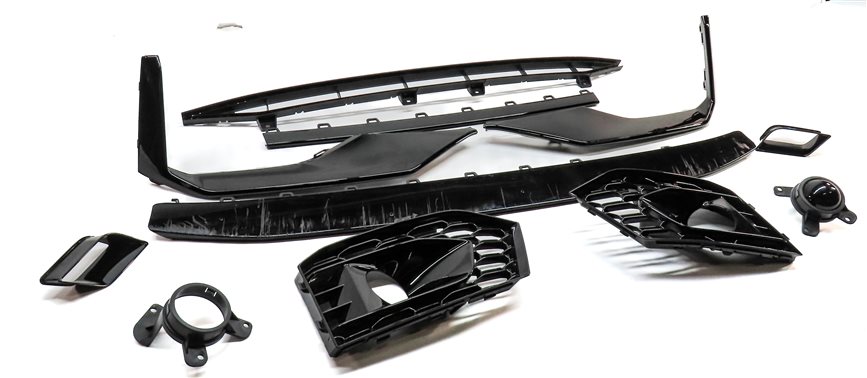 Thumbnail 3: 2019 AUDI S5 (B9) SPORTBACK AFTERMARKET FRONT BUMPER TRIM SET/11 (GLOSS BLACK)