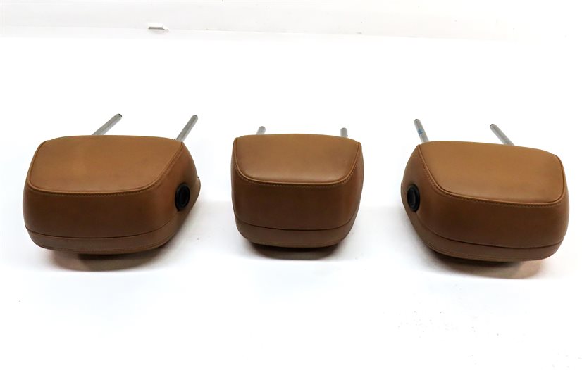 Thumbnail 5: 11-18 PORSCHE CAYENNE 958 REAR LEFT CENTER RIGHT SEAT HEADREST SET (Cognac Tan)