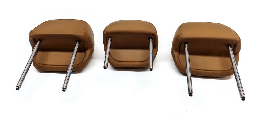 Thumbnail 6: 11-18 PORSCHE CAYENNE 958 REAR LEFT CENTER RIGHT SEAT HEADREST SET (Cognac Tan)