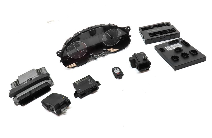 Thumbnail 4: 2013-2014 AUDI S4 (B8 8K) 3.0L CGXC ENGINE ECM BCM IMMOBILIZER MODULE KEY SET