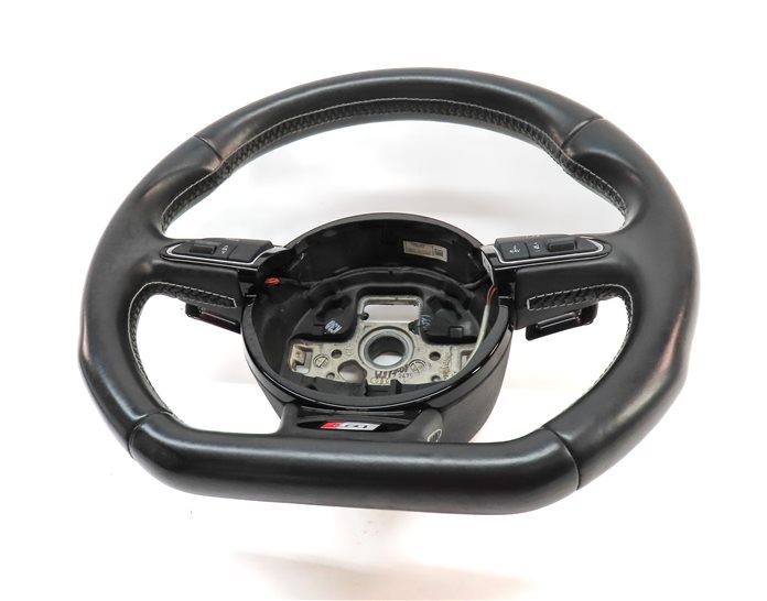 Thumbnail 2: 13-14 AUDI S4 3 SPOKE FLAT BOTTOM DRIVER STEERING WHEEL w/PADDLE SHIFTER (Black)