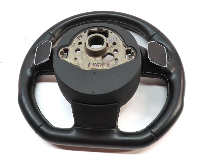 Thumbnail 5: 13-14 AUDI S4 3 SPOKE FLAT BOTTOM DRIVER STEERING WHEEL w/PADDLE SHIFTER (Black)