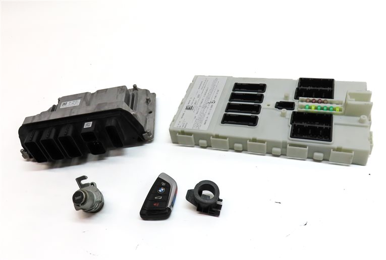 Thumbnail 2: 2016-2018 BMW X1 X2 (F39 F48) MINI COOPER CLUBMAN 2.0L DME BCM MODULE KEY SET