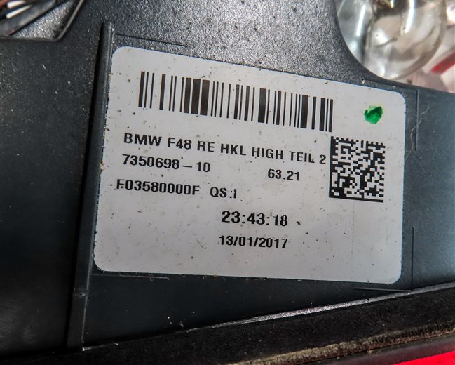 Thumbnail 7: 16-19 BMW X1 (F48) REAR RIGHT INNER TAILLIGHT (FITS MODELS w/ LED HEADLIGHTS)