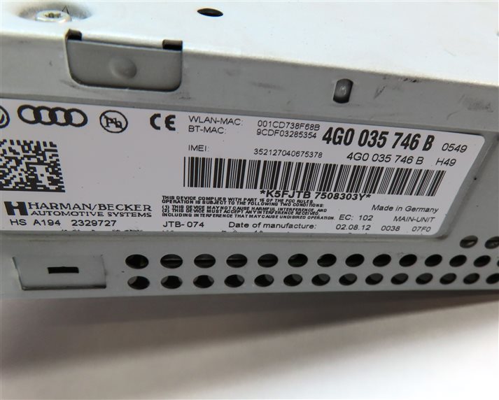Thumbnail 10: 2012-2015 AUDI A6 A7 (C7 4G8) RADIO STEREO CD SD SIM MMI MULTIMEDIA PLAYER
