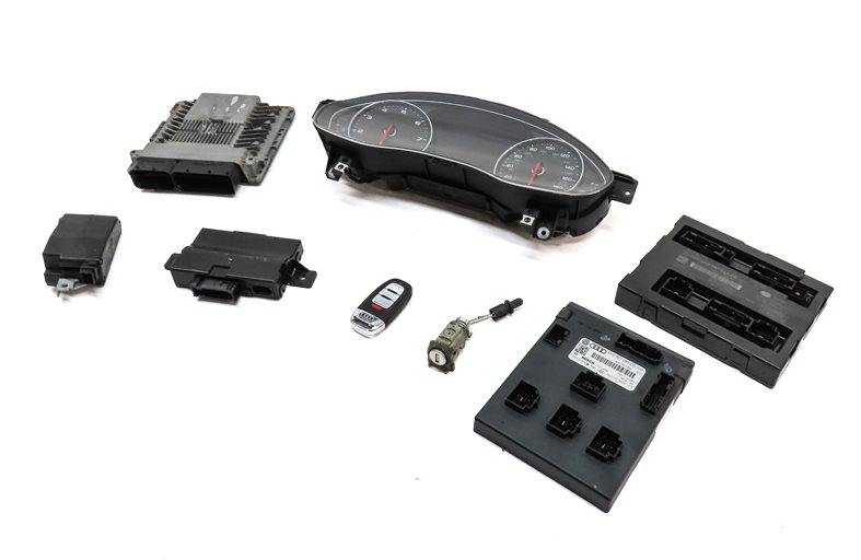 Thumbnail 1: 13 AUDI A6 C7 4G 3.0L SUPER CTUA CLUSTER ECM BCM IMMOBILIZER MODULE KEY SET(77k)