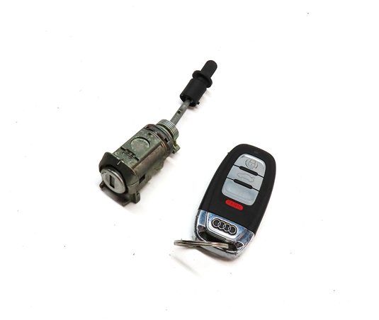 2016 AUDI A6 (C7) LEFT DRIVER DOOR HANDLE LOCK CYLINDER w/ SKELETON KEY & FOB