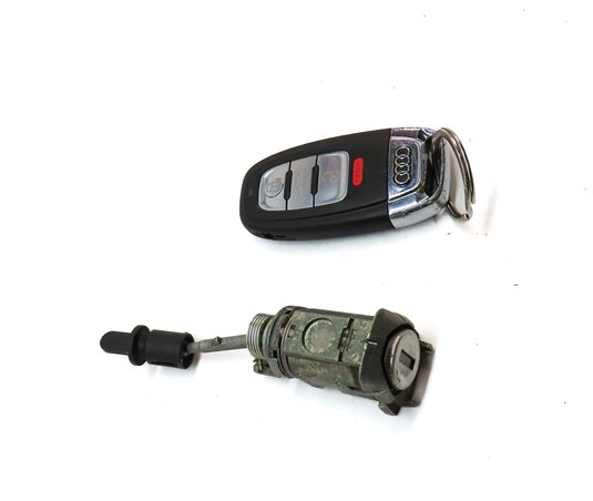 Thumbnail 3: 2016 AUDI A6 (C7) LEFT DRIVER DOOR HANDLE LOCK CYLINDER w/ SKELETON KEY & FOB