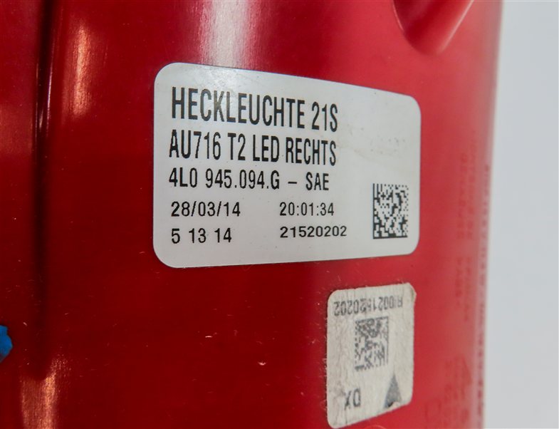 Thumbnail 8: 2010-2015 AUDI Q7 (4L) REAR RIGHT PASSENGER TAILLIGHT BRAKE LIGHT LAMP (LED)
