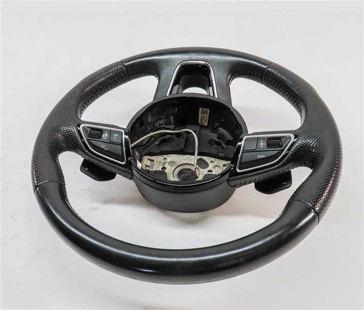 Thumbnail 5: 12-15 AUDI Q7 (4L) 3 SPOKE S-LINE STEERING WHEEL w/ SWITCHES & PADDLES (Black)