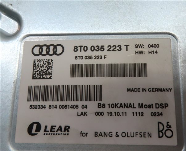 Thumbnail 10: 2009 AUDI S5 (B8 8T) BANG & OLUFSEN AUDIO SOUND SYSTEM AMP AMPLIFIER