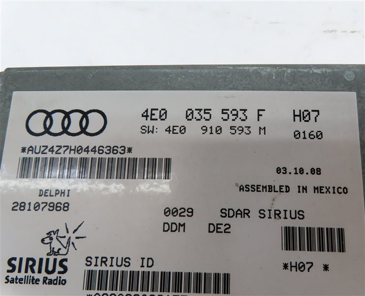 Thumbnail 8: 2009 AUDI S5 (B8 8T) SIRIUS SATELLITE RADIO CONTROL MODULE