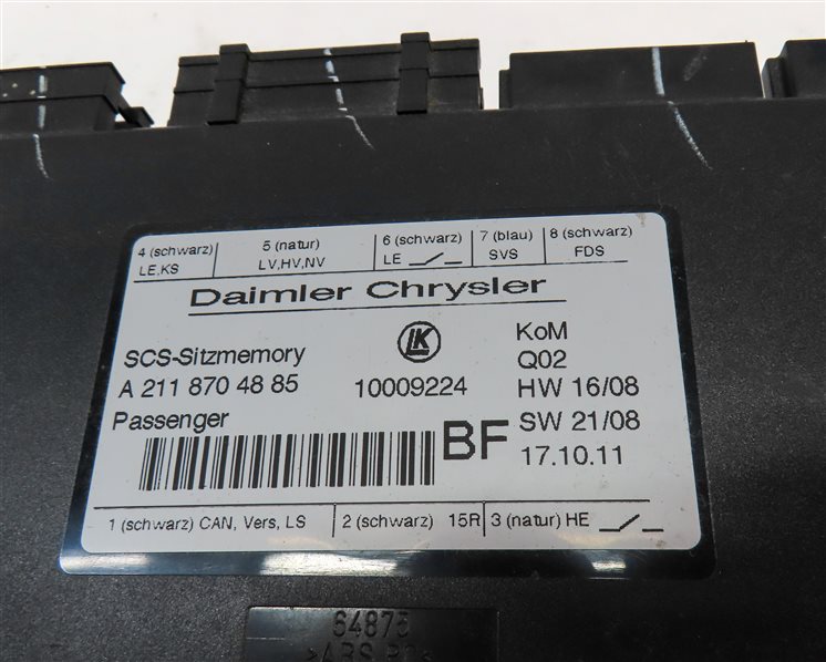 Thumbnail 9: 2012 MERCEDES GL350 (X164) FRONT RIGHT PASSENGER SEAT CONTROL MODULE