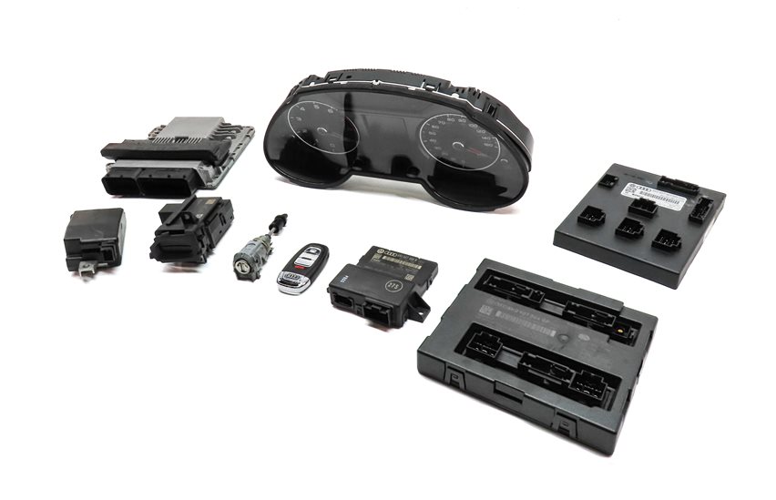 Thumbnail 1: 2013 AUDI Q5 (B8 8R) 2.0L CPMA TURBO ENGINE ECM BCM IMMOBILIZER MODULE KEY SET