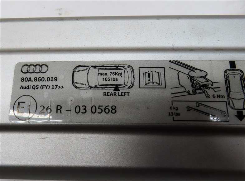 Thumbnail 7: 2019 AUDI Q5 (FY 80A) CARGO LUGGAGE CROSS BAR ROOF RACK RAIL SET/2