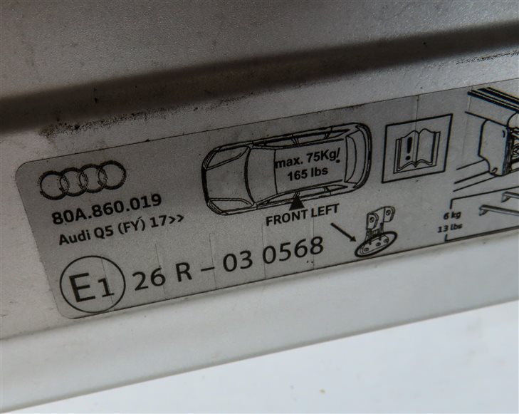 Thumbnail 8: 2019 AUDI Q5 (FY 80A) CARGO LUGGAGE CROSS BAR ROOF RACK RAIL SET/2