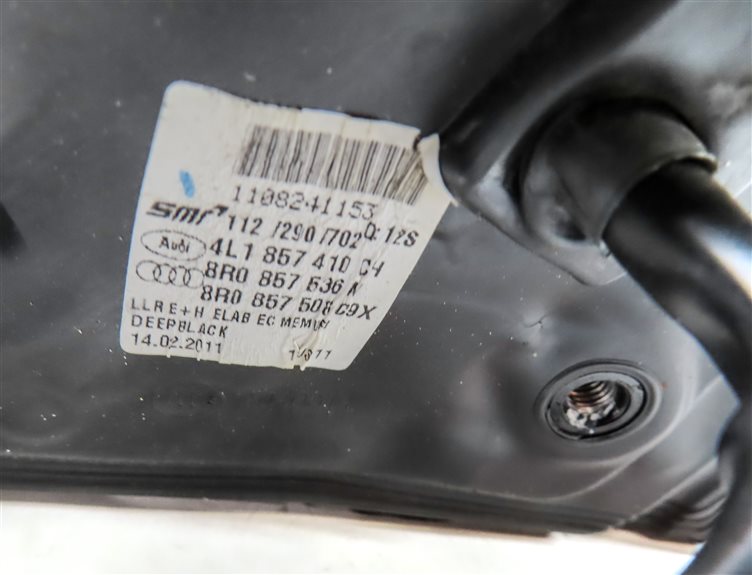 Thumbnail 8: 10-12 AUDI Q7 (4L) RIGHT PASSENGER P-FOLD AUTODIM MEMORY DOOR MIRROR (Black)
