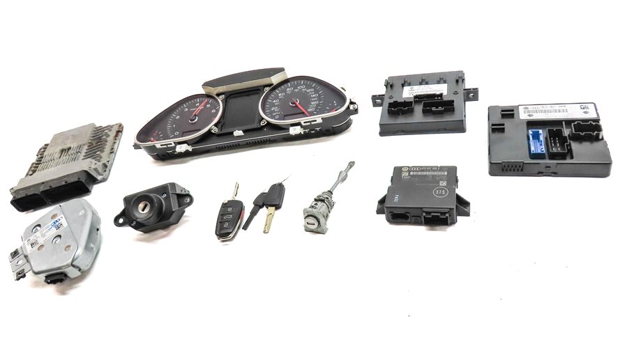 Thumbnail 3: 13-15 AUDI Q7 (4L) 3.0L CTWB SUPERCHARGED ENGINE BCM IMMOBILIZER MODULE KEY SET