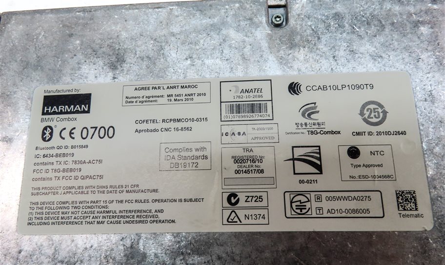 Thumbnail 6: 11-16 BMW 3 / 7 / X3 (F01 F25 F30) BLUETOOTH TELEMATICS COMBOX CONTROL MODULE