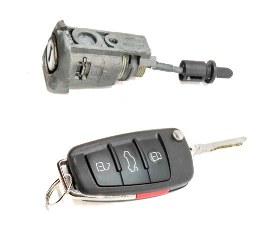 Thumbnail 4: 2016. AUDI A3 (8V) FRONT LEFT DRIVER DOOR HANDLE LOCK CYLINDER w/ KEY FOB