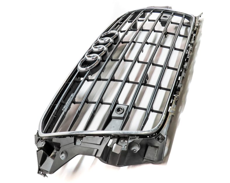 Thumbnail 4: 15-16 AUDI A3 (8V) FRONT CENTER PRIMARY HOOD GRILLE w/ EMBLEM (BLACK & SILVER)