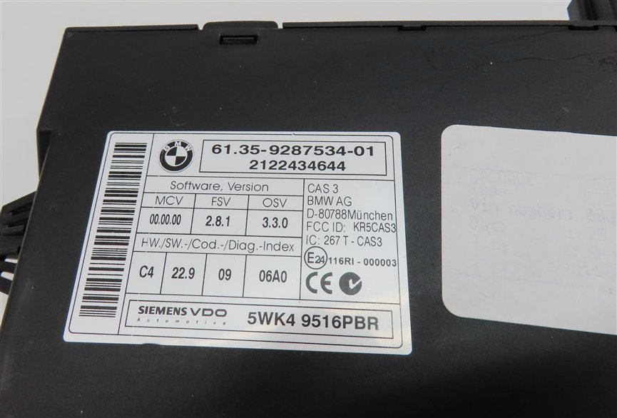 Thumbnail 7: 09-12 BMW 335D X5 (E90 E70) 3.0L M57Y DIESEL DME CAS3 IMMOBILIZER MODULE KEY SET