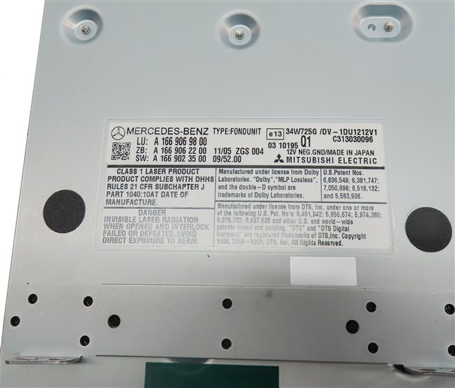 Thumbnail 5: 12-16 MERCEDES E GL ML CLASS (W166 W212 X166) REAR MEDIA DVD VIDEO DISC PLAYER