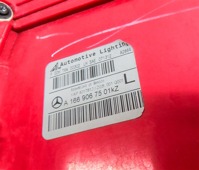 Thumbnail 6: 13-16 MERCEDES GL (X166) REAR LEFT DRIVER OUTER TAILLIGHT BRAKE LIGHT LAMP