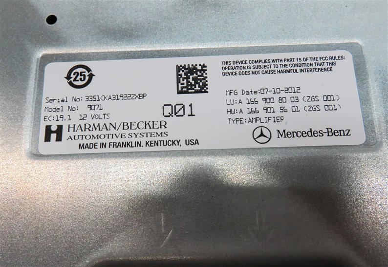 Thumbnail 6: 2013 MERCEDES GL450 (X166) HARMAN KARDON AUDIO SOUND SYSTEM AMP AMPLIFIER
