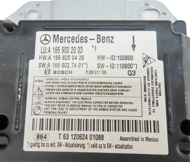 Thumbnail 3: 12-15 MERCEDES G550 G63 GL350 GL450 GL550 ML350 ML550 (X166 W166) SRS BAG MODULE