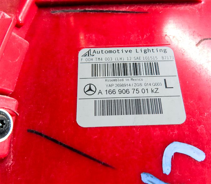 Thumbnail 6: 13-16 MERCEDES GL (X166) REAR LEFT DRIVER OUTER TAILLIGHT BRAKE LIGHT LAMP