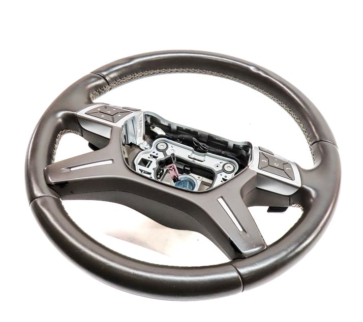 12-16 ML GL W166 X166 4 SPOKE LEATHER STEERING WHEEL w/SWITCHES PADDLES (Brown)