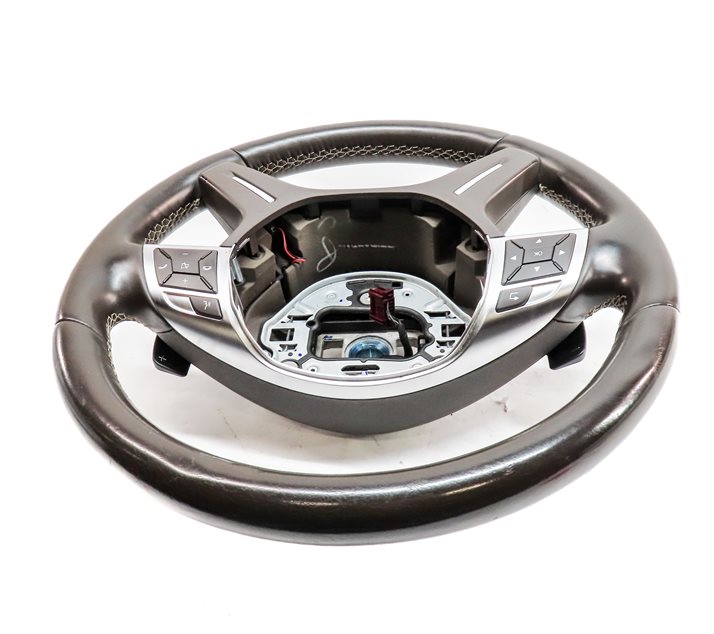 Thumbnail 3: 12-16 ML GL W166 X166 4 SPOKE LEATHER STEERING WHEEL w/SWITCHES PADDLES (Brown)