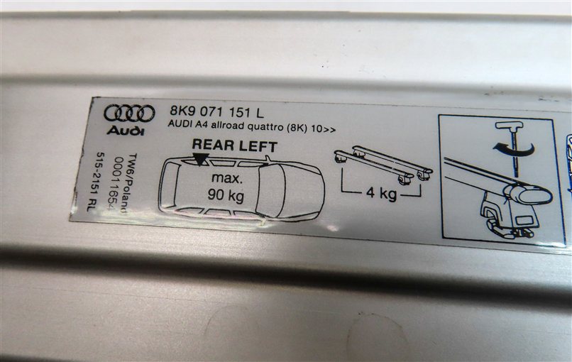 Thumbnail 6: 2014 AUDI A4 ALLROAD WAGON (B8) CARGO GEAR LUGGAGE ROOF RACK RAIL SET/2