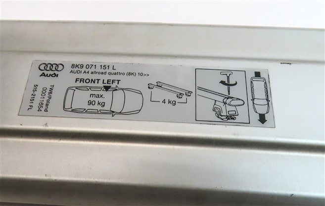 Thumbnail 7: 2014 AUDI A4 ALLROAD WAGON (B8) CARGO GEAR LUGGAGE ROOF RACK RAIL SET/2