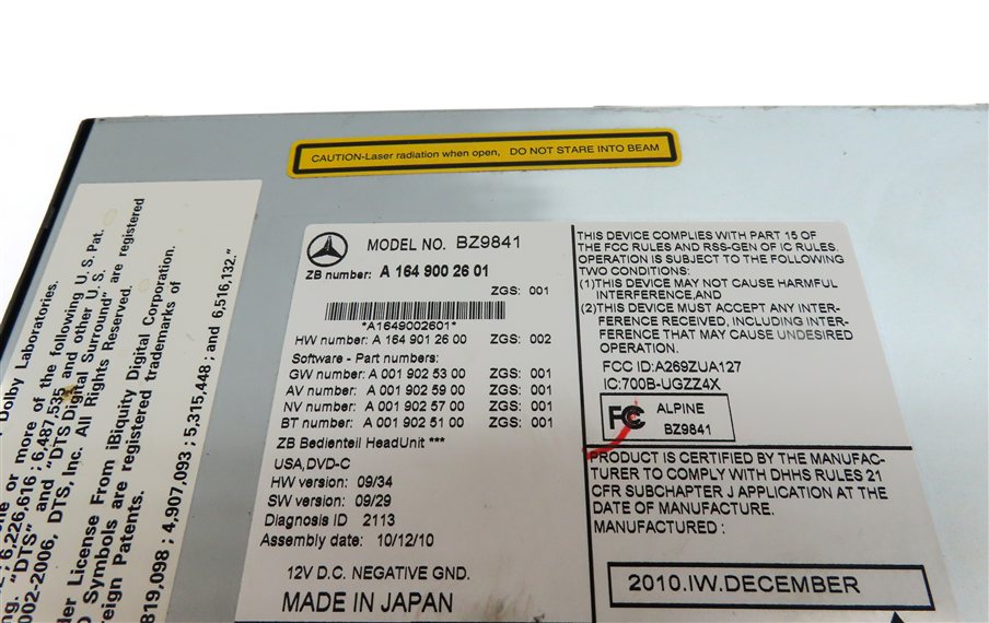 Thumbnail 7: 2010-2012 MERCEDES GL ML CLASS (W164 X164) RADIO STEREO CD NAVIGATION RECEIVER