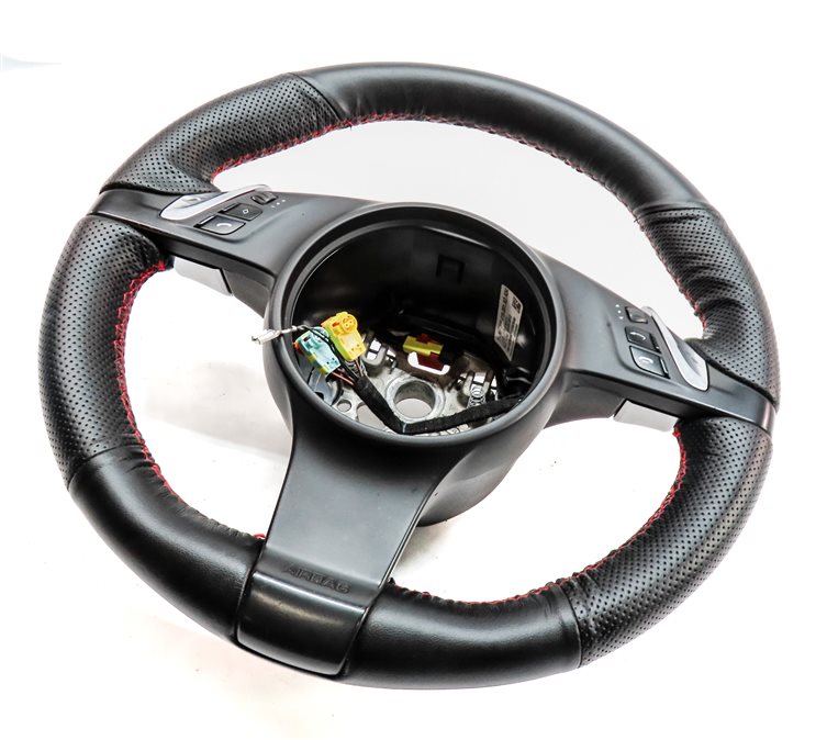 11-16 PORSCHE CAYENNE (958 970 G1) 3-SPOKE LEATHER STEERING WHEEL w/ PADDLES