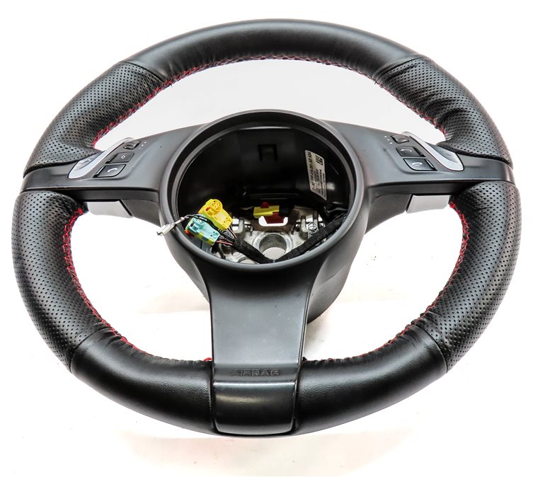 Thumbnail 2: 11-16 PORSCHE CAYENNE (958 970 G1) 3-SPOKE LEATHER STEERING WHEEL w/ PADDLES