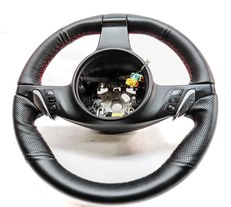 Thumbnail 3: 11-16 PORSCHE CAYENNE (958 970 G1) 3-SPOKE LEATHER STEERING WHEEL w/ PADDLES