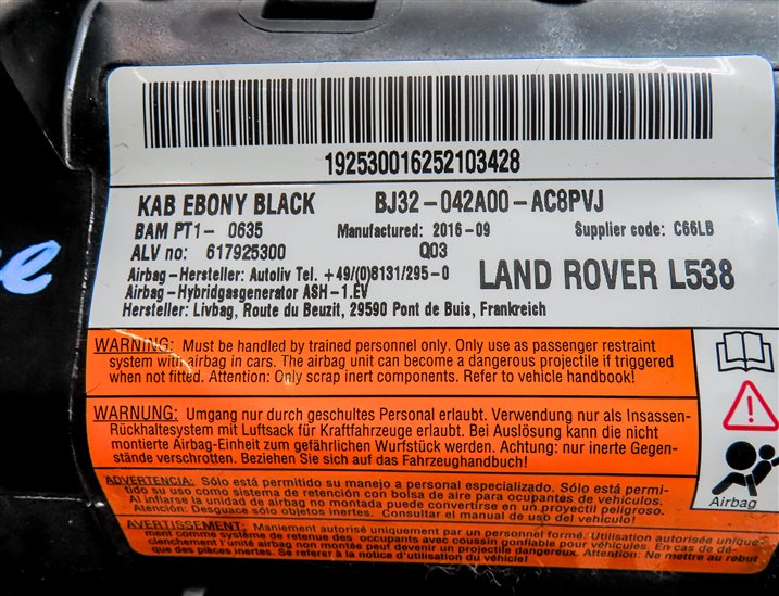 Thumbnail 7: 2015-2019 LAND ROVER DISCOVERY SPORT (L550) LEFT DRIVER KNEE AIRBAG (BLACK)
