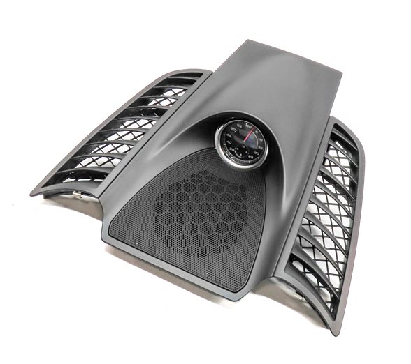 2012 PORSCHE CAYENNE (958) FRONT CENTER DASH SPEAKER GRILLE w/ CLOCK (BLACK)