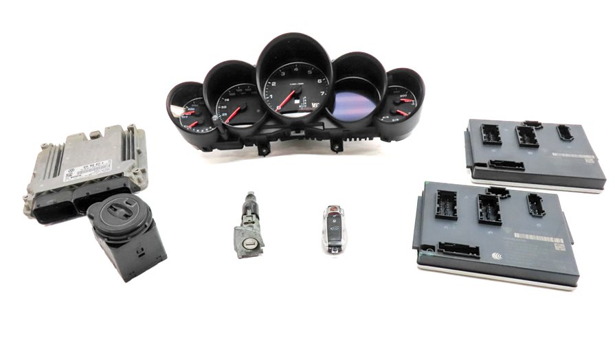 Thumbnail 3: 11-12 PORSCHE CAYENNE 958 3.6L SPEEDOMETER ECM BCM IMMOBILIZER MODULE KEY SET