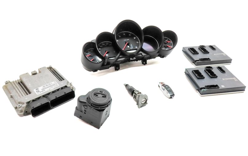 Thumbnail 4: 11-12 PORSCHE CAYENNE 958 3.6L SPEEDOMETER ECM BCM IMMOBILIZER MODULE KEY SET