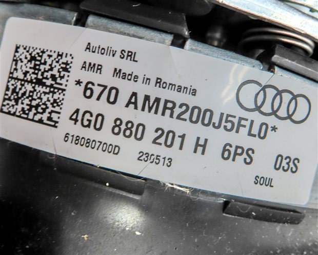 Thumbnail 6: 12-18 AUDI A6 A7 S6 S7 (C7 4G8) 3-SPOKE STEERING WHEEL AIRBAG AIR BAG (BLACK)