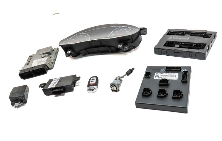 Thumbnail 3: 17-18 AUDI A6 C7 4G 3.0L TFSI ENGINE ECM IGNITION KEY IMMOBILIZER MODULE SET/8