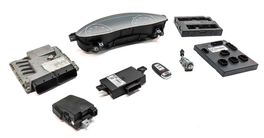 Thumbnail 4: 17-18 AUDI A6 C7 4G 3.0L TFSI ENGINE ECM IGNITION KEY IMMOBILIZER MODULE SET/8